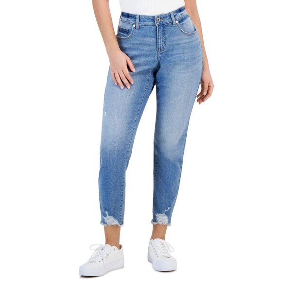 Style & Co Womens Petite Size 12P Distressed Mid-Rise Curvy-Fit Skinny Jeans - Picture 1 of 10
